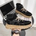 New Fashion Casual Clunky Sneaker ulzzang ins High Running Shoes-Black/Khaki-9325117