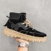 New Fashion Casual Clunky Sneaker ulzzang ins High Running Shoes-Black/Khaki-9325117