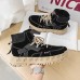 New Fashion Casual Clunky Sneaker ulzzang ins High Running Shoes-Black/Khaki-9325117