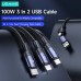 USAMS U71 100W 3 In 2 Fast Charging Data Cable For iPhone 14 13 12 Mini Pro Max MacBook iPad Air Pro Xiaomi OPPO Huawei Samsung-4972454