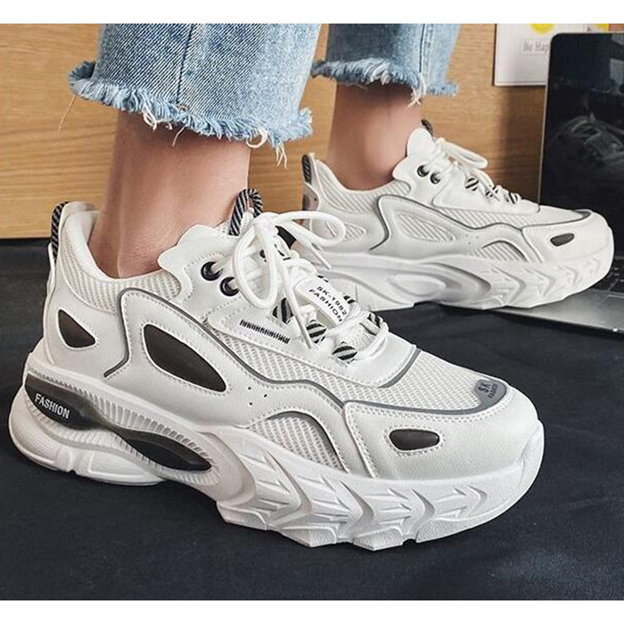 New Fashion Casual Clunky Sneaker ulzzang ins High Running Shoes-White/Black-1019987