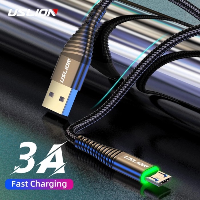 USLION 3A Micro USB Cable 0.5m/1m/2m Data Sync Fast Charging Wire For Samsung Huawei Xiaomi Note Tablet Android USB Phone Cables-8641757