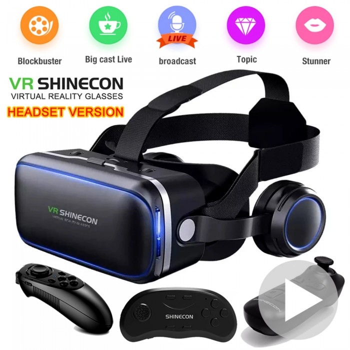 2022 Original VR Shinecon 6.0 Virtual Reality Glasses 3D VR Glasses Stereo Helmet Headset with Remote Control for IOS Android-1940563