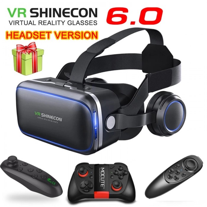 Original VR Shinecon 6.0 Headset Version Virtual Reality 3D Glasses Helmets Smartphone Full Package + Controller-6924797